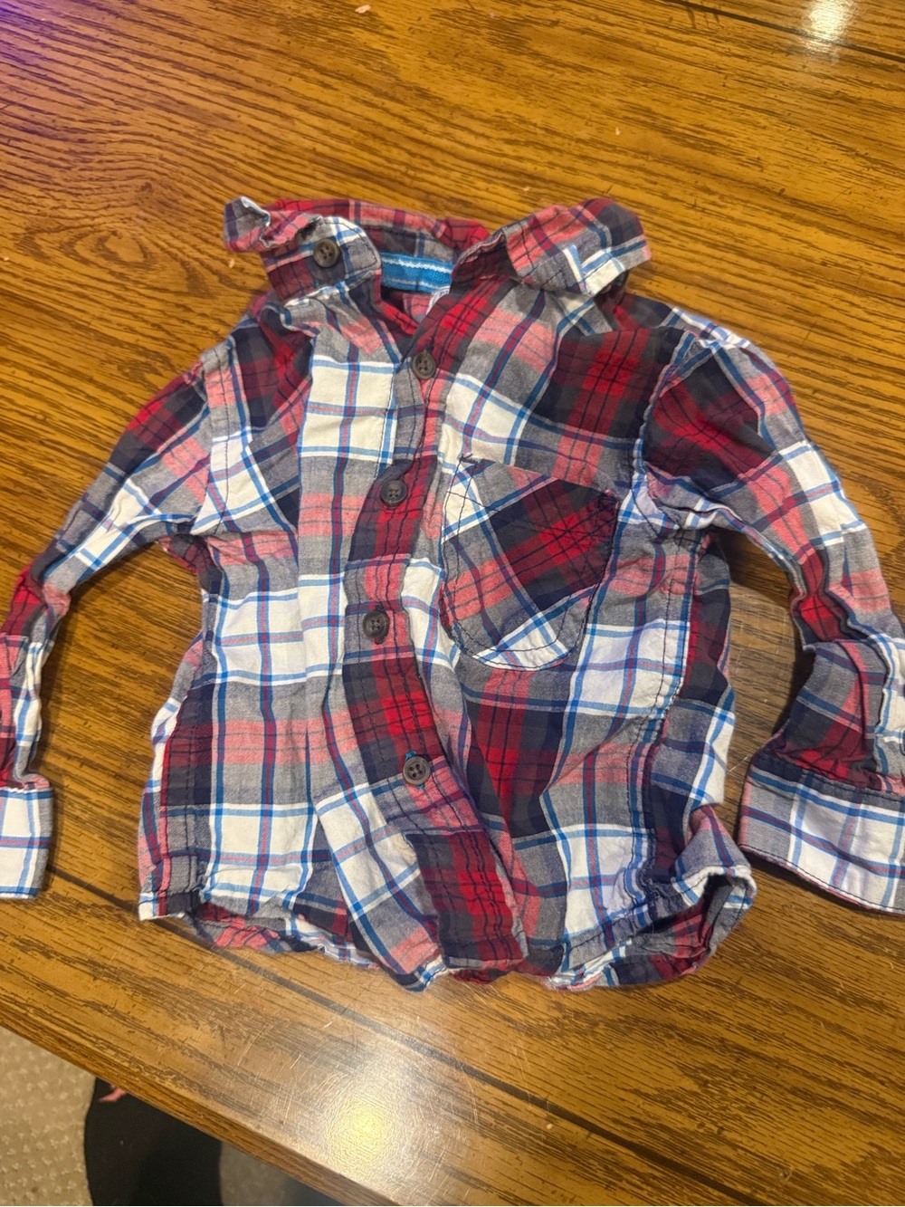 6 for $10 Place Red, Blue & White Plaid Button-Down Shirt